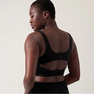 Athleta Black Velvet Cut Out Back Yoga Crop Top A-C